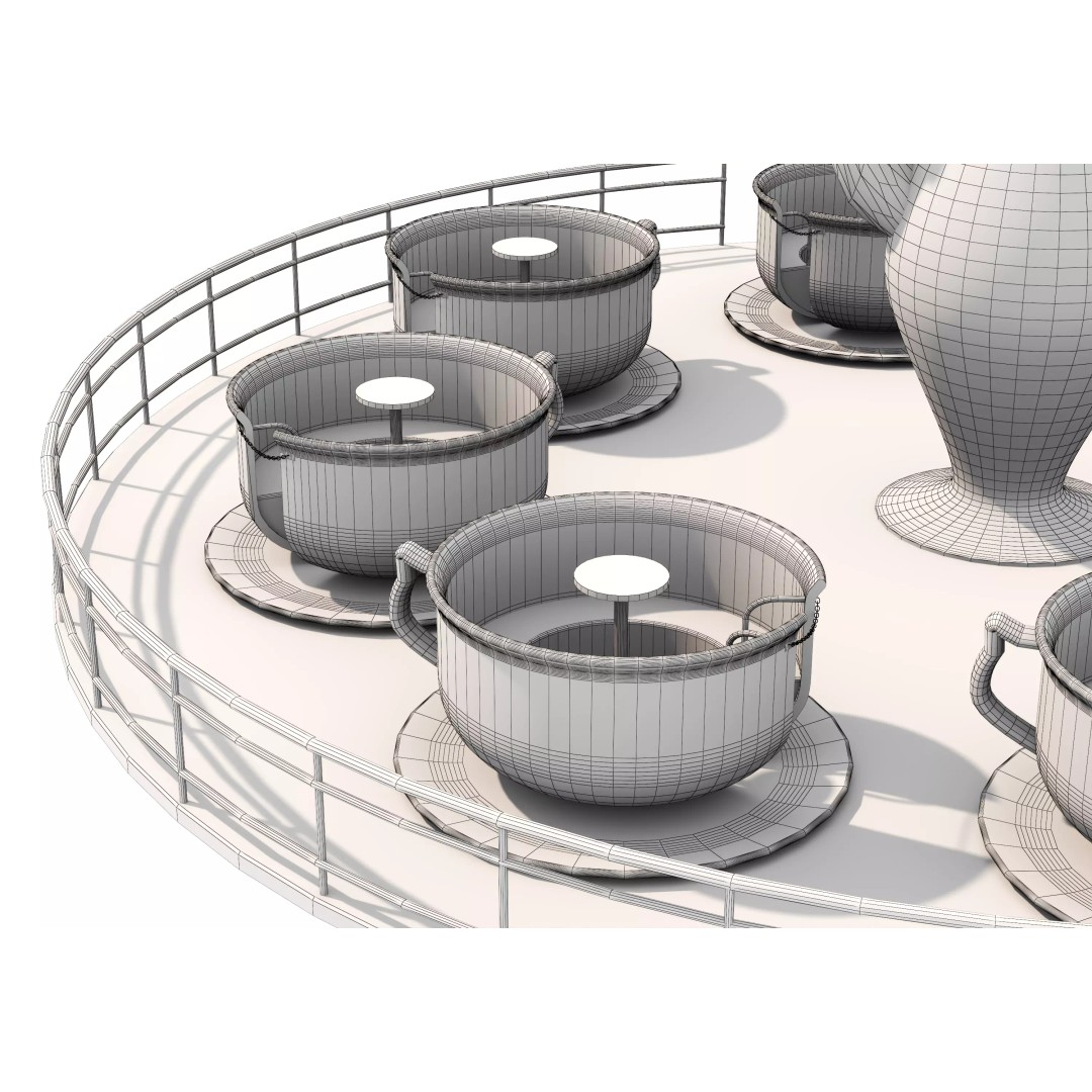 Tea Cup Carousel 3D Model – Low Poly Game Asset, FBX & OBJ - View 25