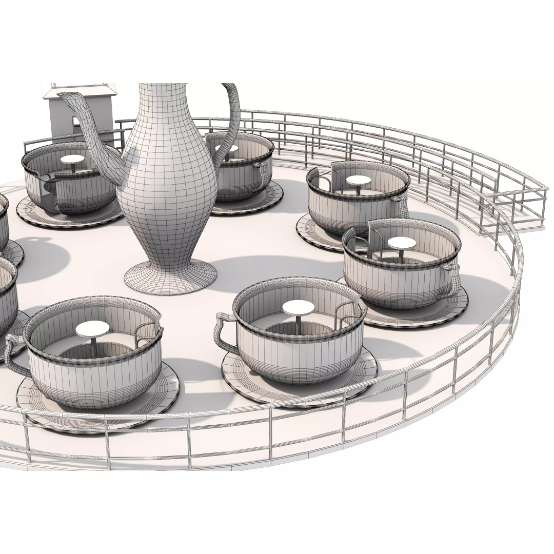 Tea Cup Carousel 3D Model – Low Poly Game Asset, FBX & OBJ - View 27