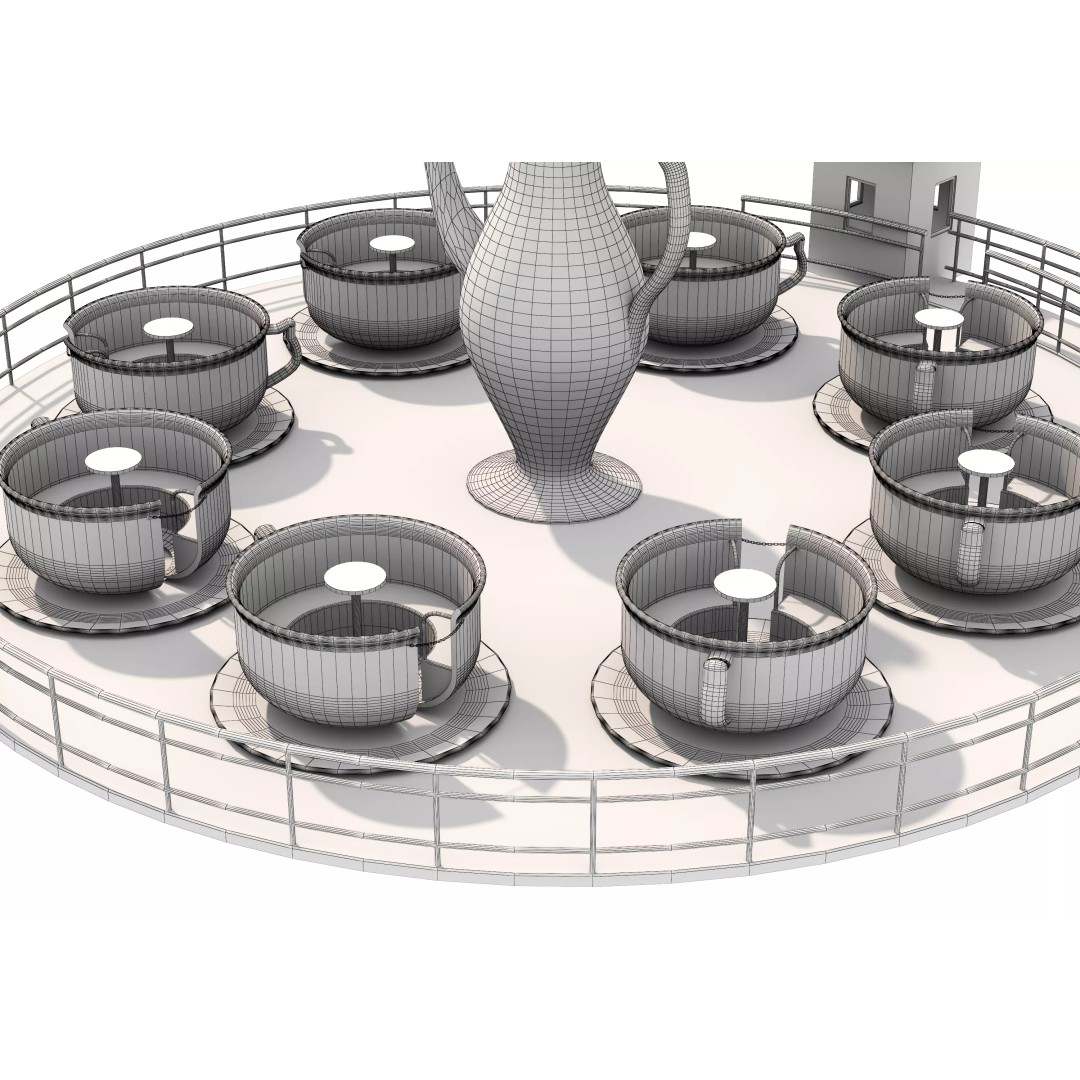 Tea Cup Carousel 3D Model – Low Poly Game Asset, FBX & OBJ - View 28