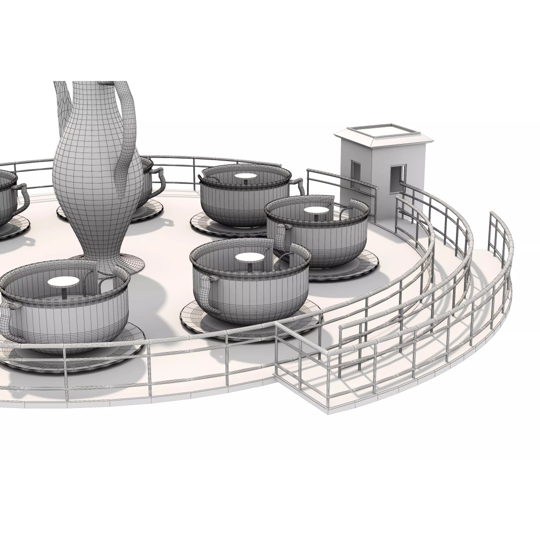 Tea Cup Carousel 3D Model – Low Poly Game Asset, FBX & OBJ - View 29