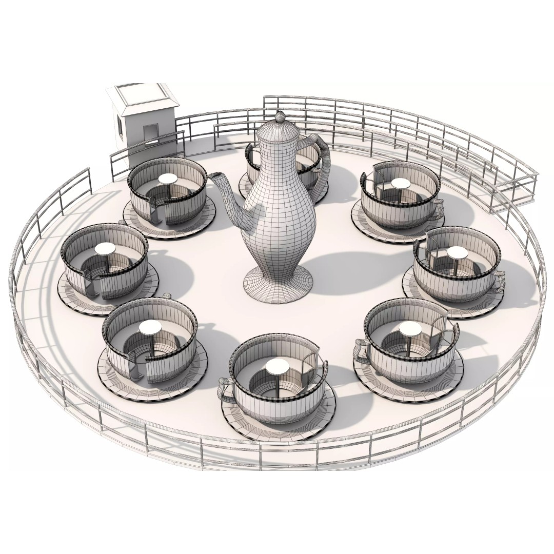 Tea Cup Carousel 3D Model – Low Poly Game Asset, FBX & OBJ - View 31