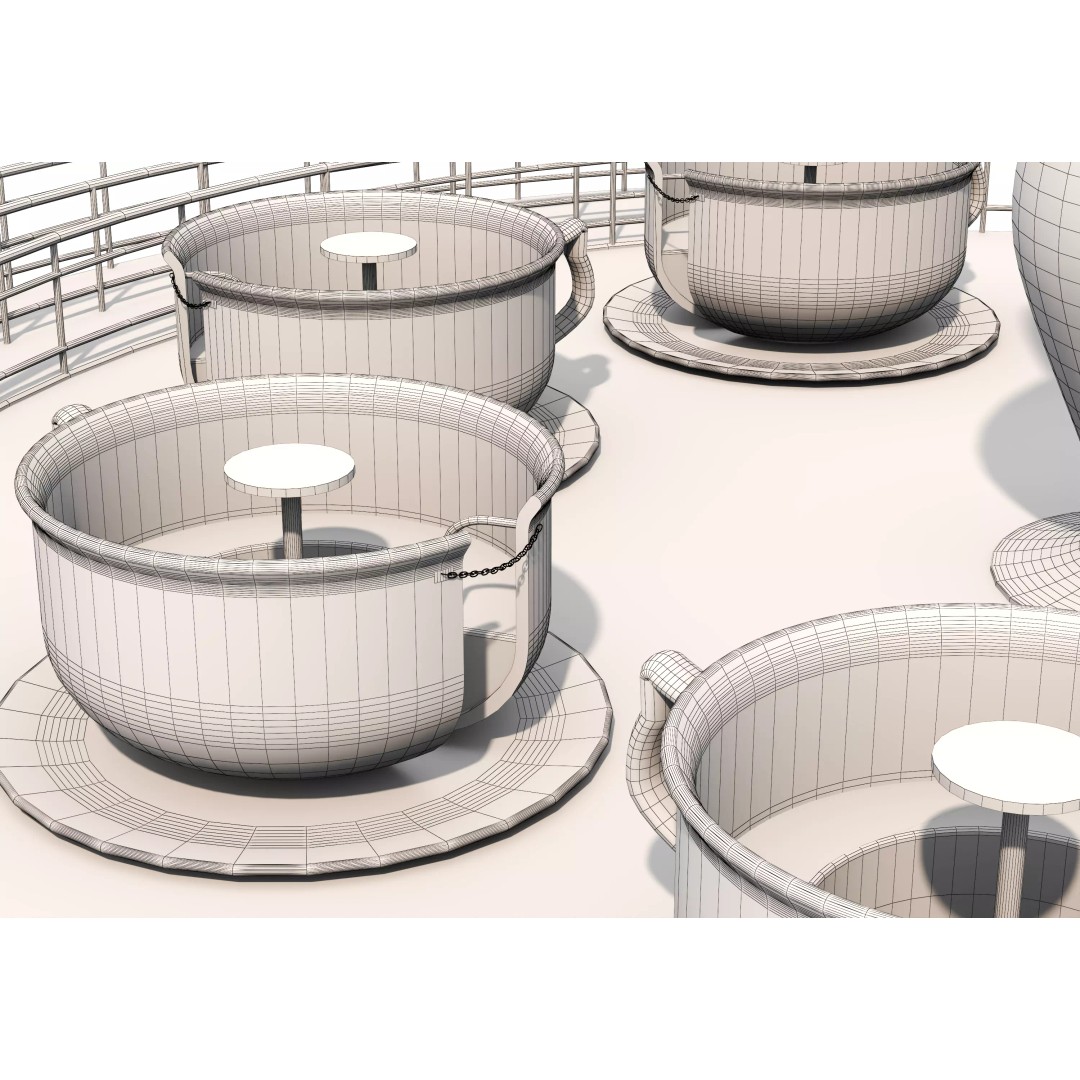Tea Cup Carousel 3D Model – Low Poly Game Asset, FBX & OBJ - View 32