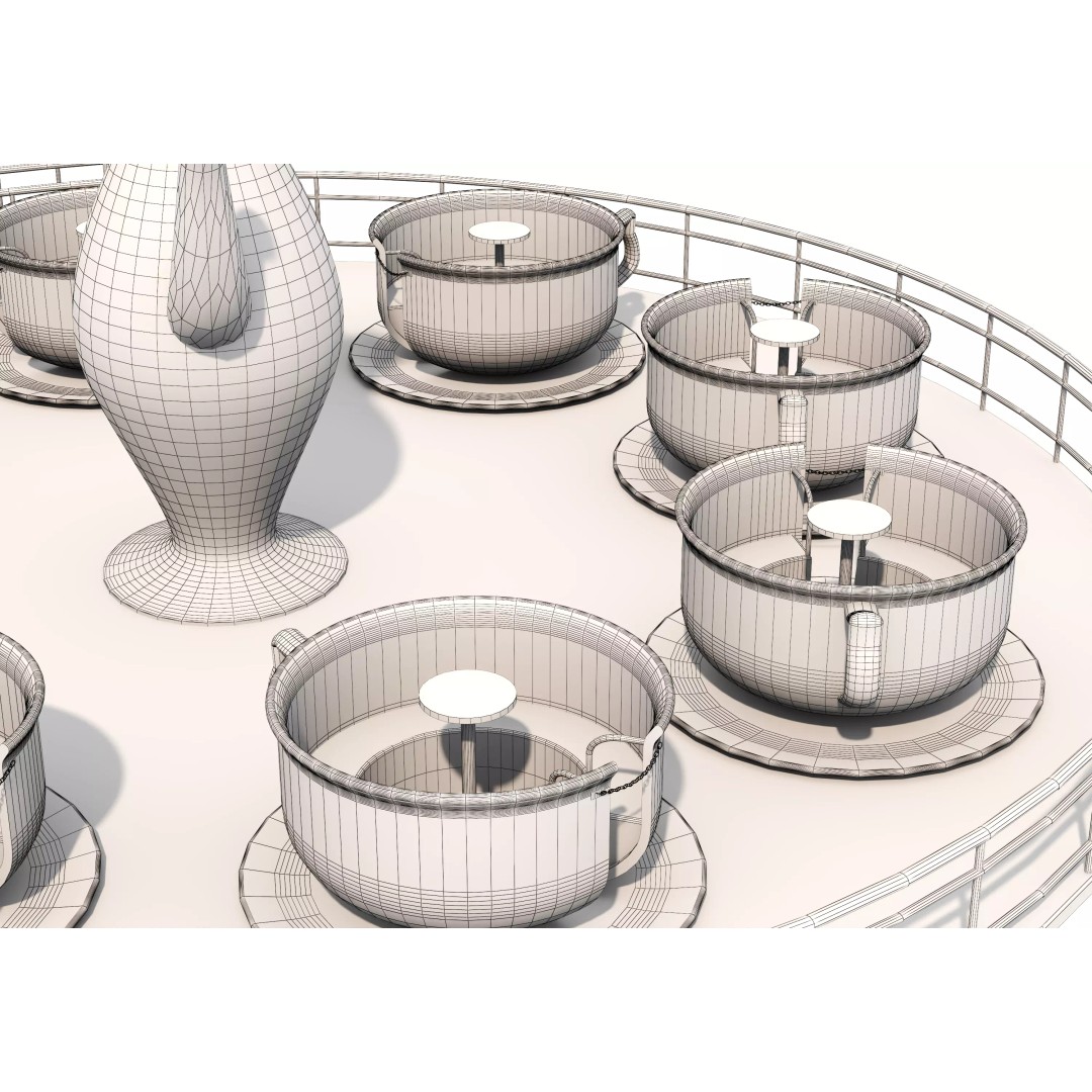 Tea Cup Carousel 3D Model – Low Poly Game Asset, FBX & OBJ - View 33