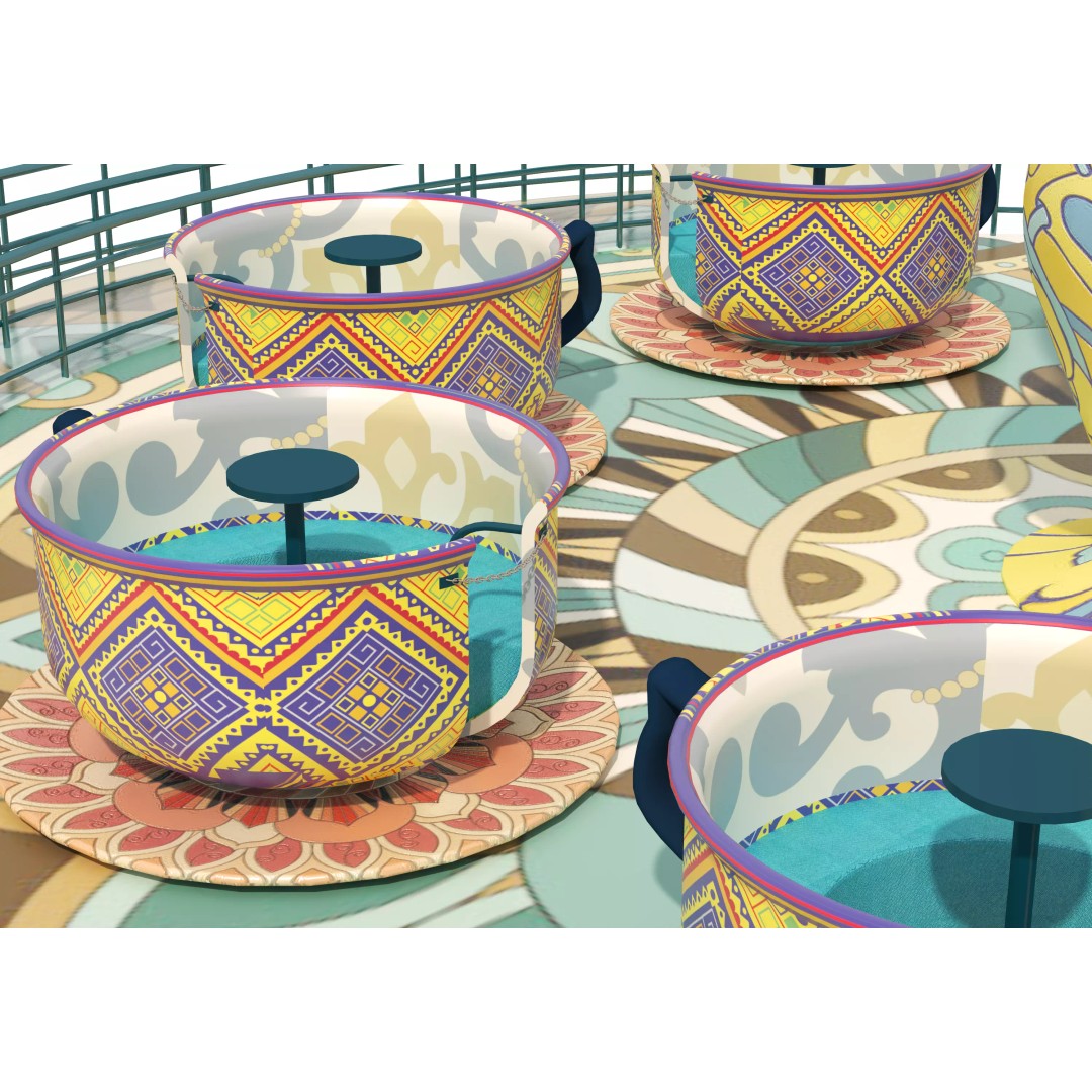 Tea Cup Carousel 3D Model – Low Poly Game Asset, FBX & OBJ - View 5