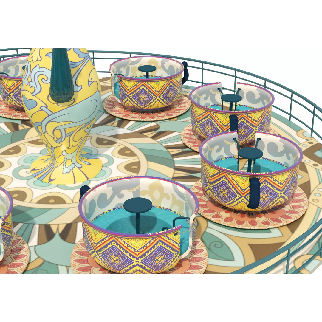 Tea Cup Carousel 3D Model – Low Poly Game Asset, FBX & OBJ - View 6