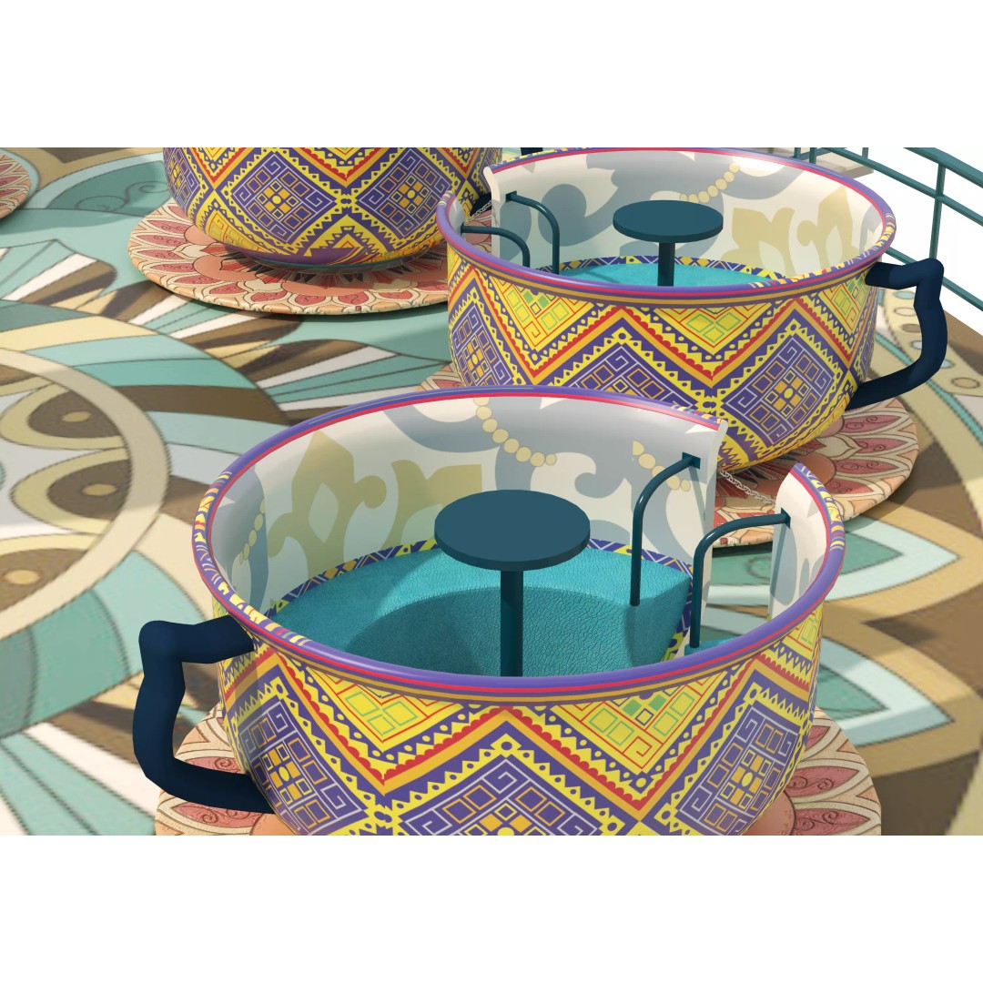 Tea Cup Carousel 3D Model – Low Poly Game Asset, FBX & OBJ - View 7