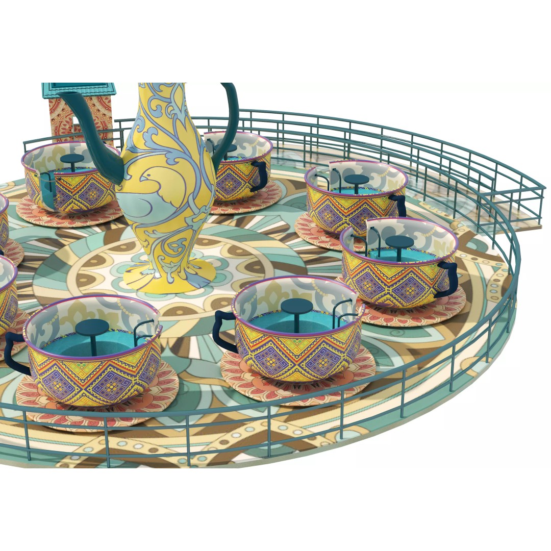 Tea Cup Carousel 3D Model – Low Poly Game Asset, FBX & OBJ - View 8
