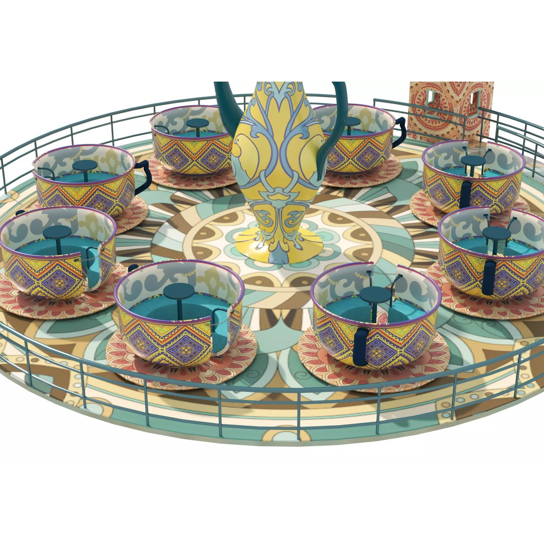 Tea Cup Carousel 3D Model – Low Poly Game Asset, FBX & OBJ - View 9