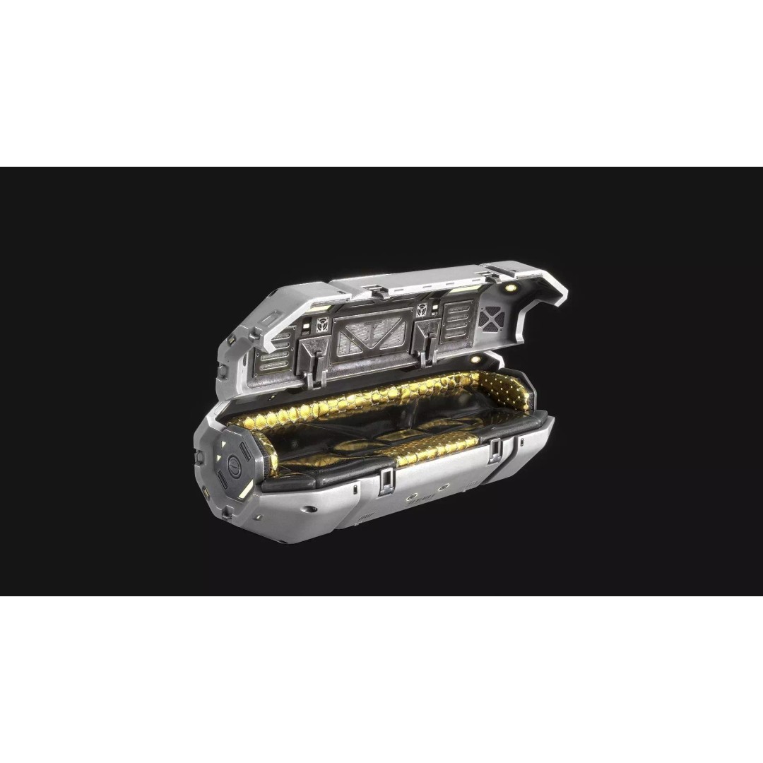 Sci-Fi Sleep Capsule 3D Model – Low Poly PBR Asset, FBX - View 10