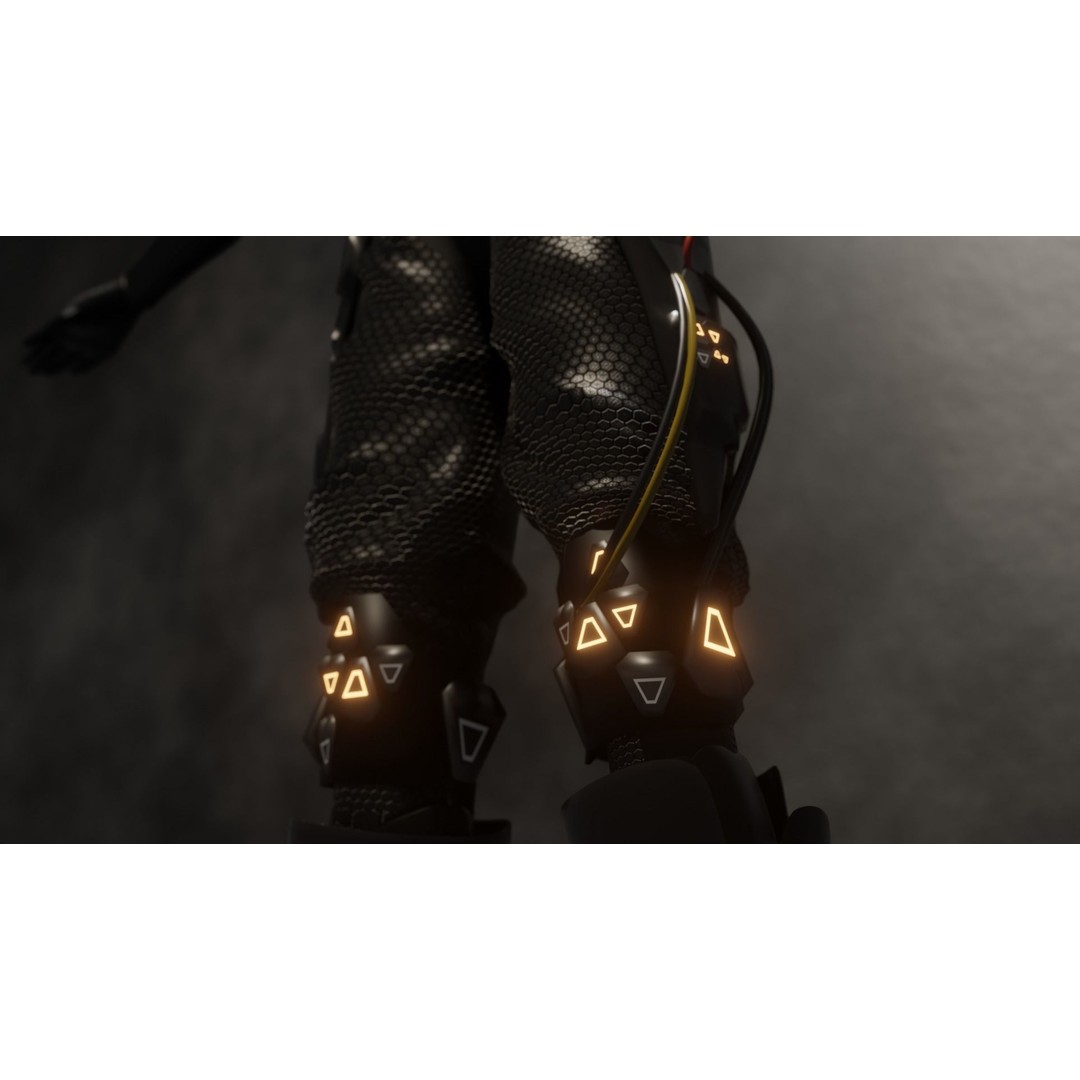 Cyber Mercenary Character 3D Model – Low Poly Rigged Armor, FBX