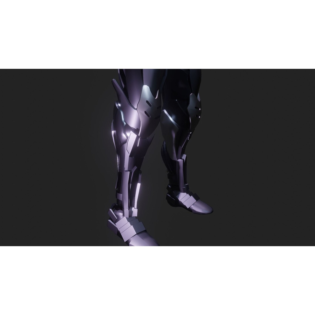 Cyber Mercenary Character 3D Model – Low Poly Rigged Armor, FBX - View 11