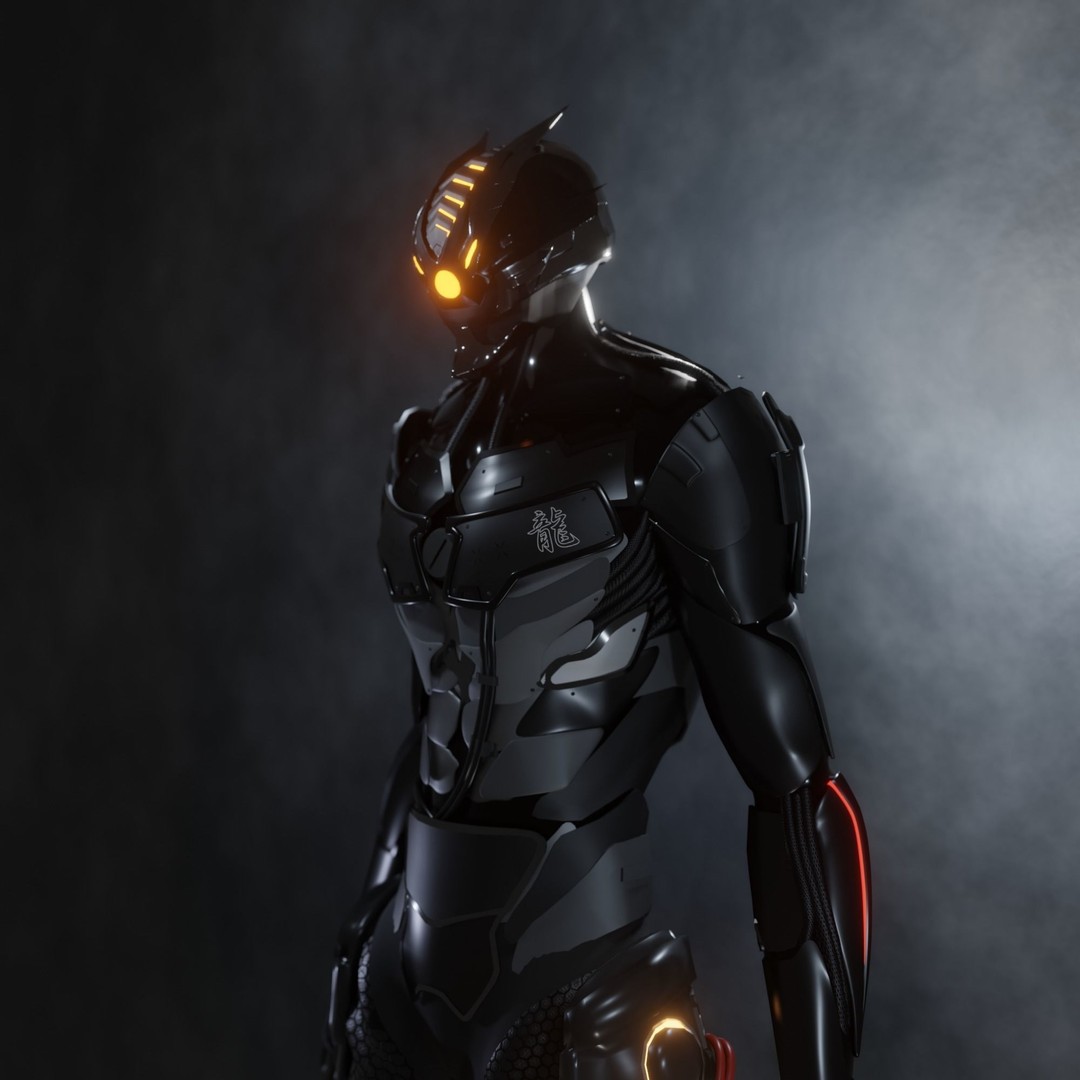 Cyber Mercenary Character 3D Model – Low Poly Rigged Armor, FBX - View 12