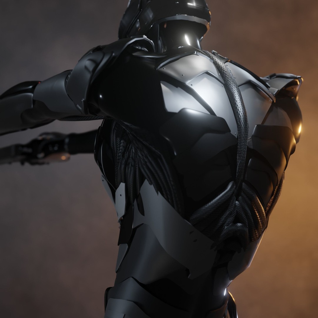 Cyber Mercenary Character 3D Model – Low Poly Rigged Armor, FBX - View 18