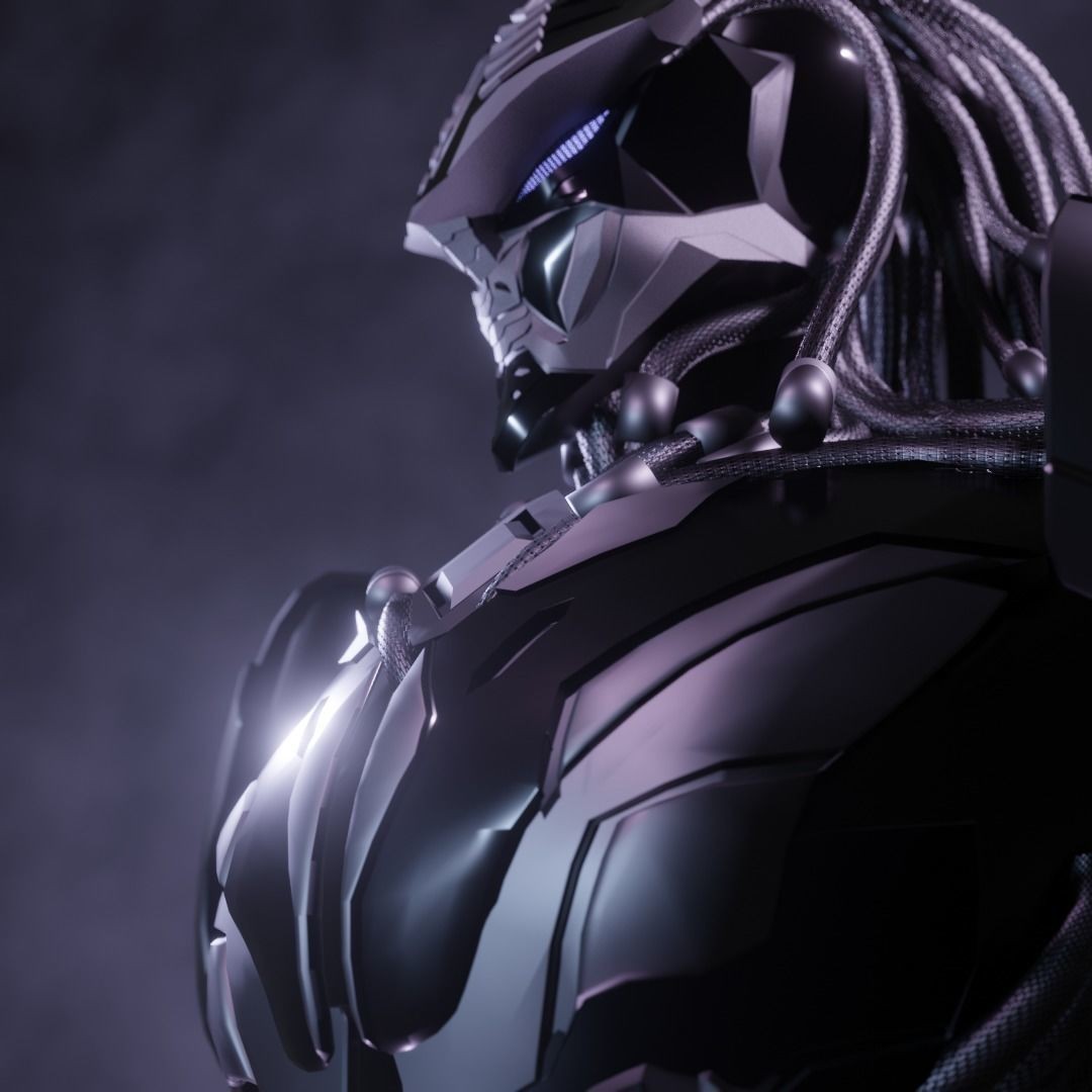 Cyber Mercenary Character 3D Model – Low Poly Rigged Armor, FBX - View 4