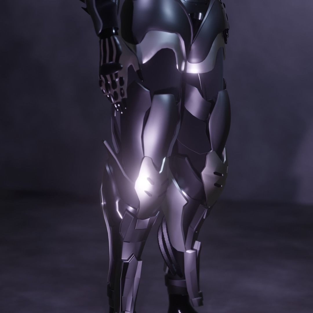Cyber Mercenary Character 3D Model – Low Poly Rigged Armor, FBX - View 8