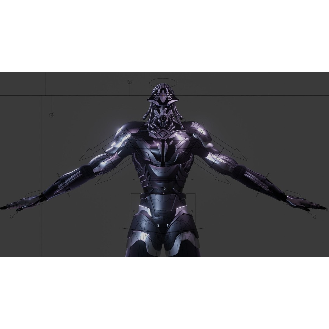Cyber Mercenary Character 3D Model – Low Poly Rigged Armor, FBX - View 9