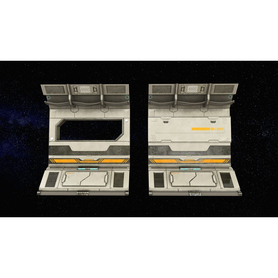 Sci-Fi Modular Corridor 3D Model – Low Poly Game Asset, FBX/OBJ - View 8