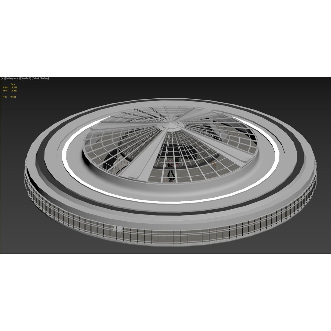 Curved Interior Space Hall 3D Model – Low Poly Gallery Asset, FBX