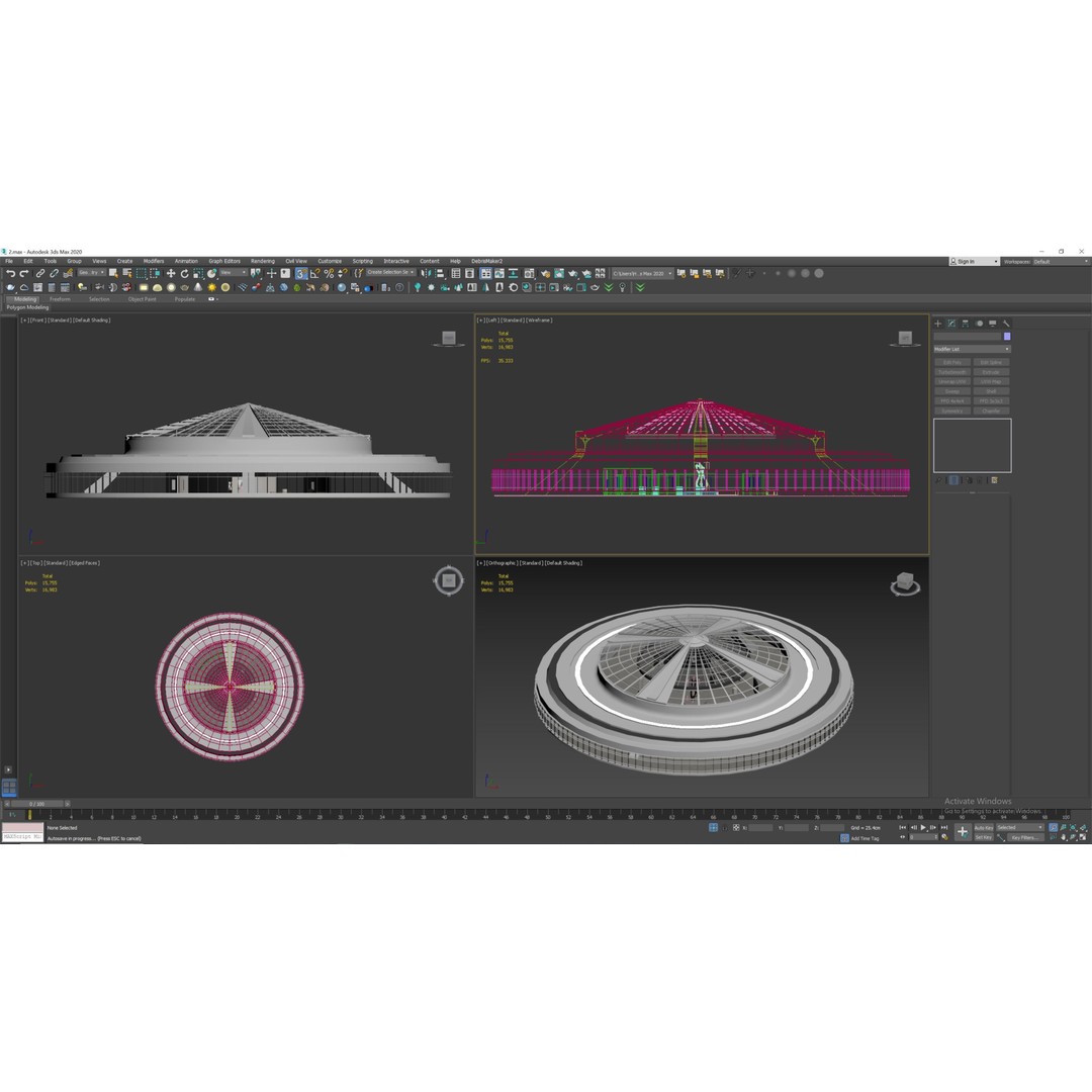 Curved Interior Space Hall 3D Model – Low Poly Gallery Asset, FBX - View 6
