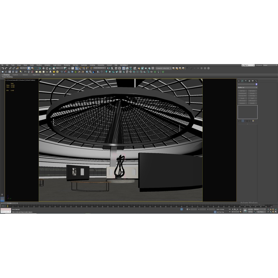 Curved Interior Space Hall 3D Model – Low Poly Gallery Asset, FBX - View 9