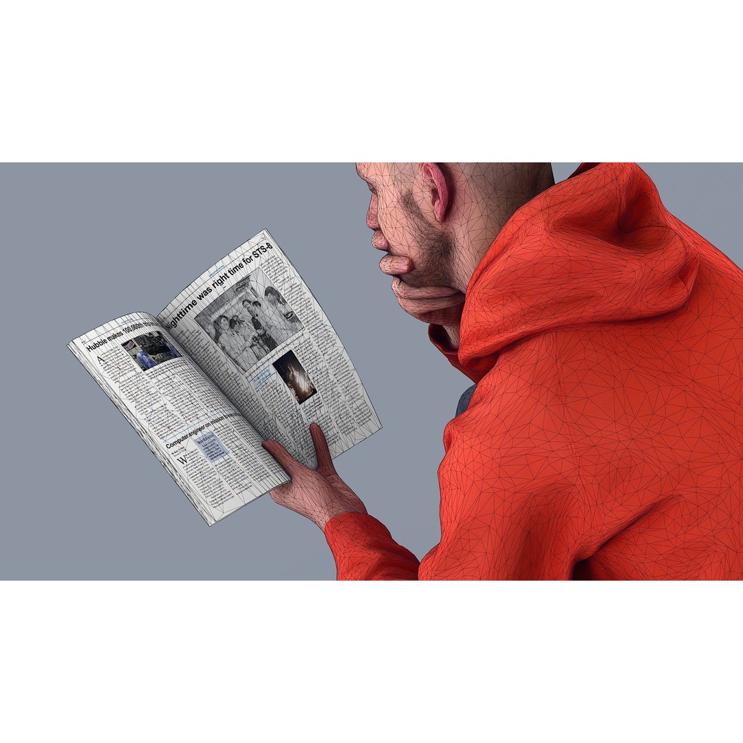 Young Man Reading NASA NEXT 3D Model – Casual Character, FBX - View 12