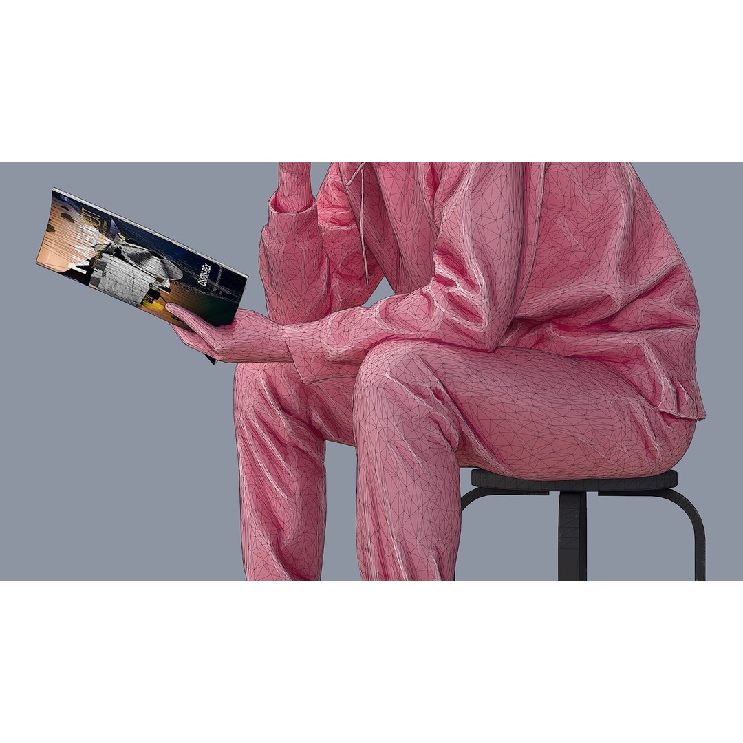 Young Man Reading NASA NEXT 3D Model – Casual Character, FBX - View 15