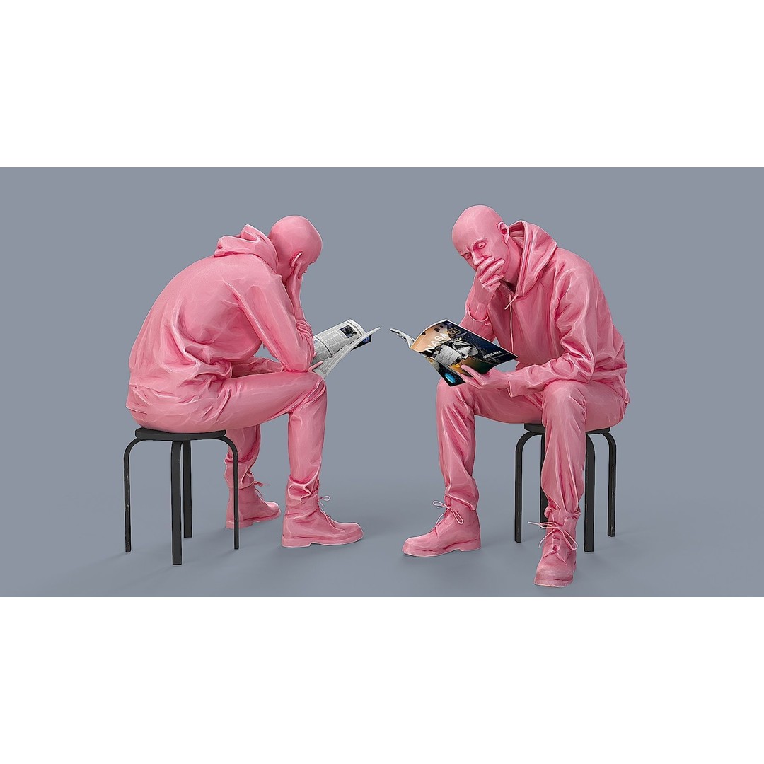 Young Man Reading NASA NEXT 3D Model – Casual Character, FBX - View 4
