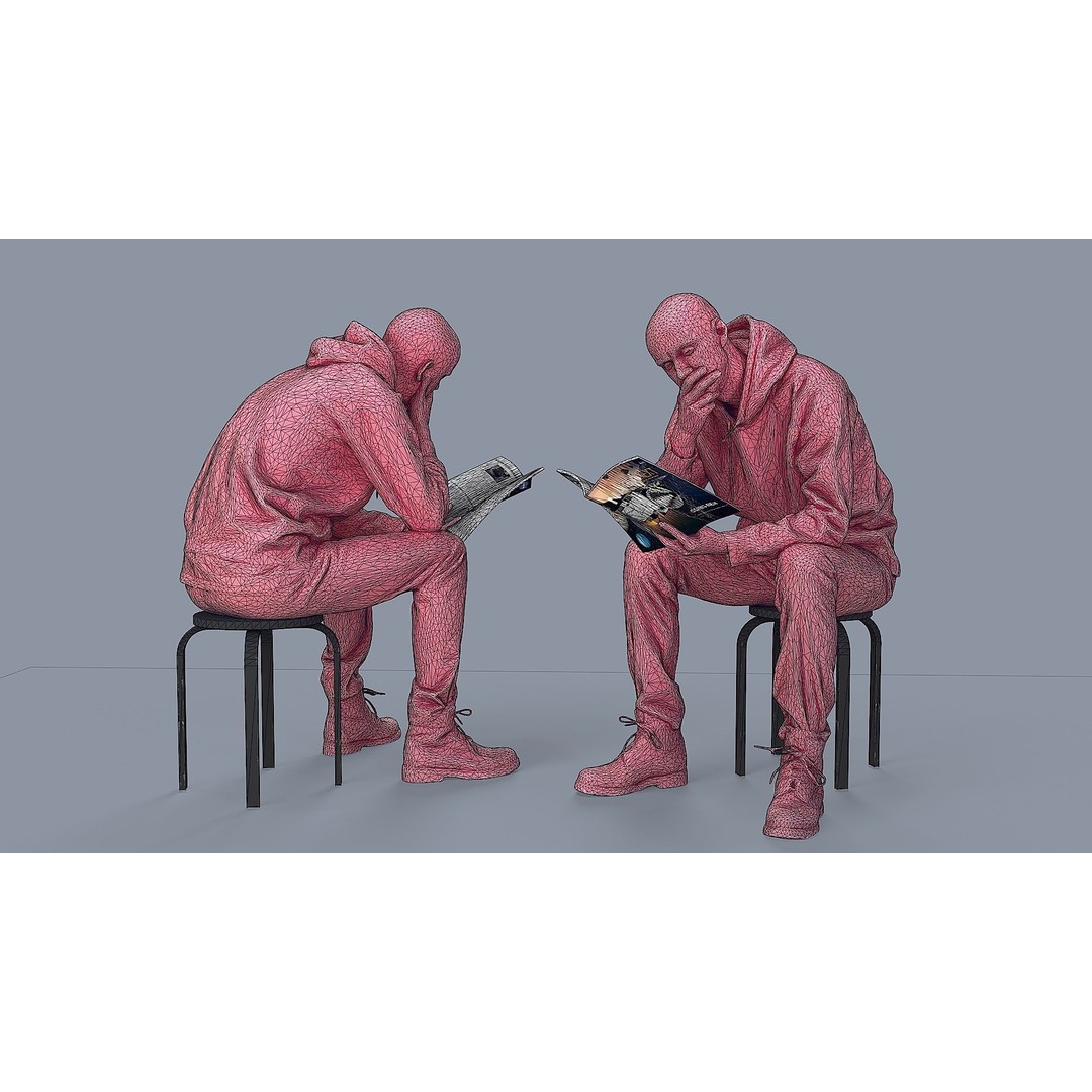 Young Man Reading NASA NEXT 3D Model – Casual Character, FBX - View 5