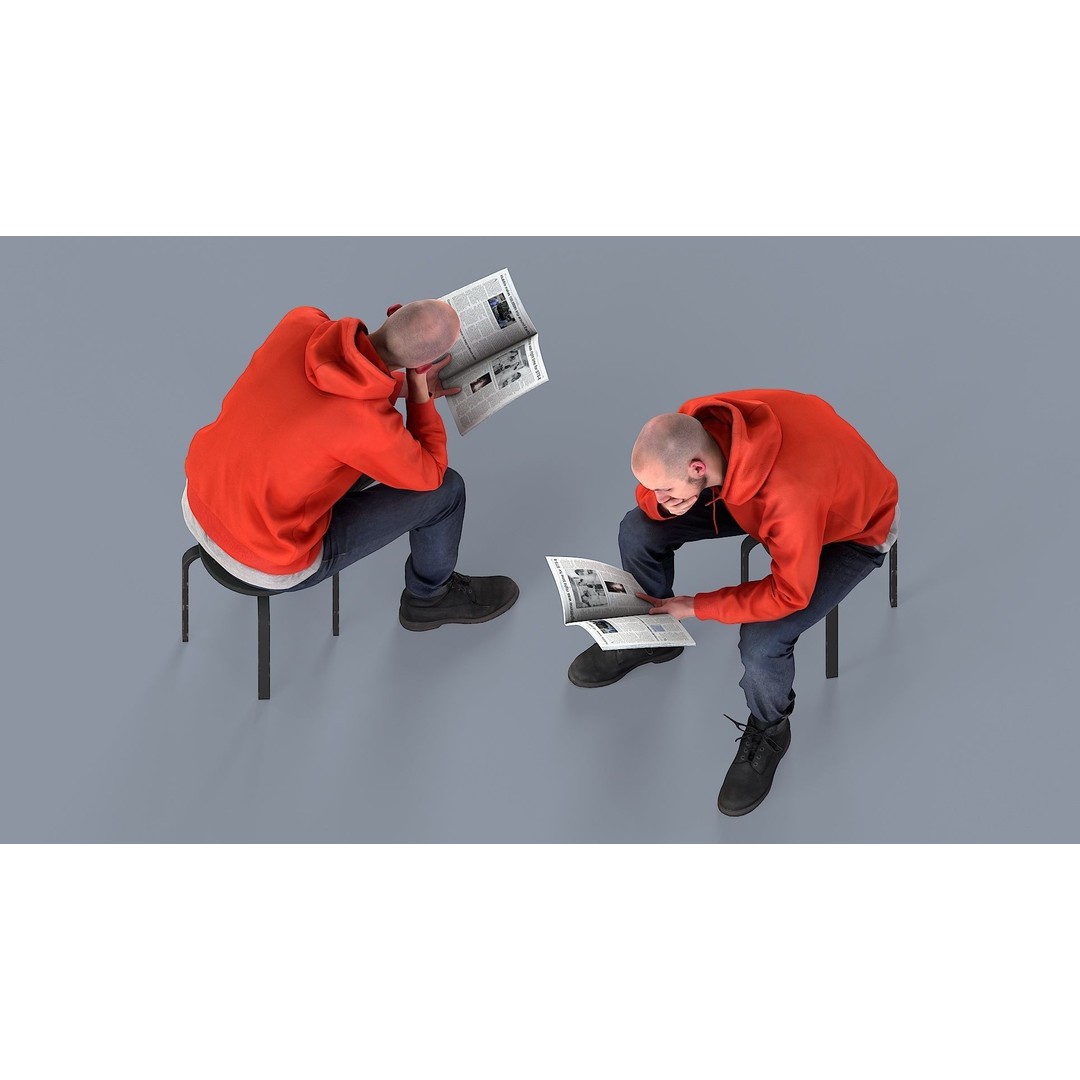 Young Man Reading NASA NEXT 3D Model – Casual Character, FBX - View 6