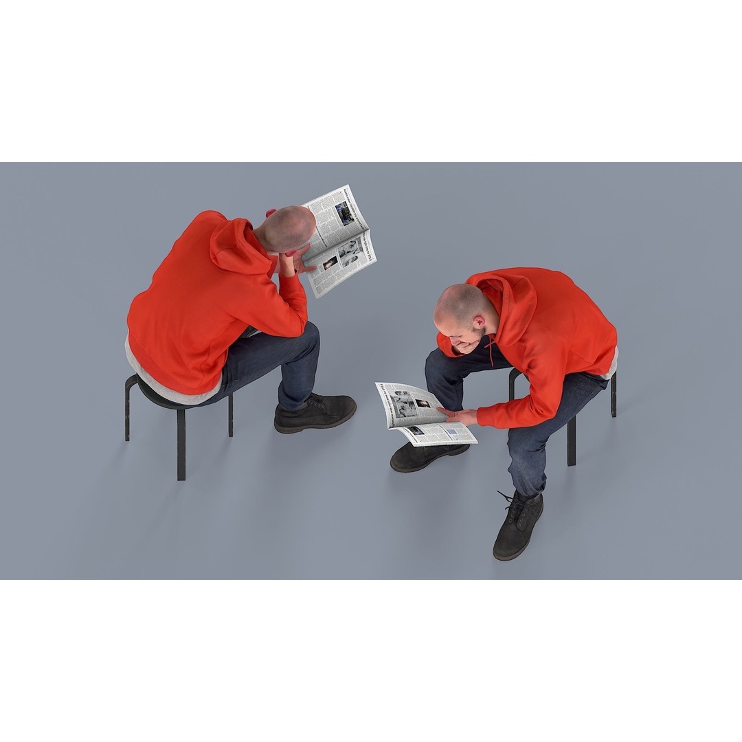Young Man Reading NASA NEXT 3D Model – Casual Character, FBX - View 7