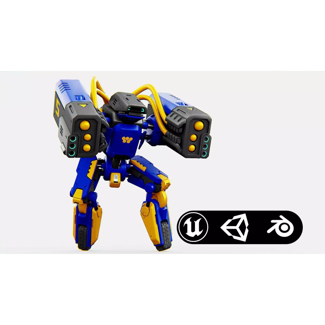 Military Bot B-450 3D Model – Rigged Sci-Fi Character for Unity & Unreal - View 2