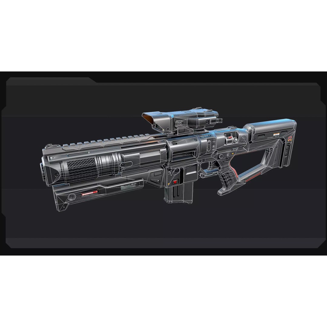 AK8 Heavy MachineGun 3D Model – Low Poly Sci-Fi Weapon, FBX, OBJ
