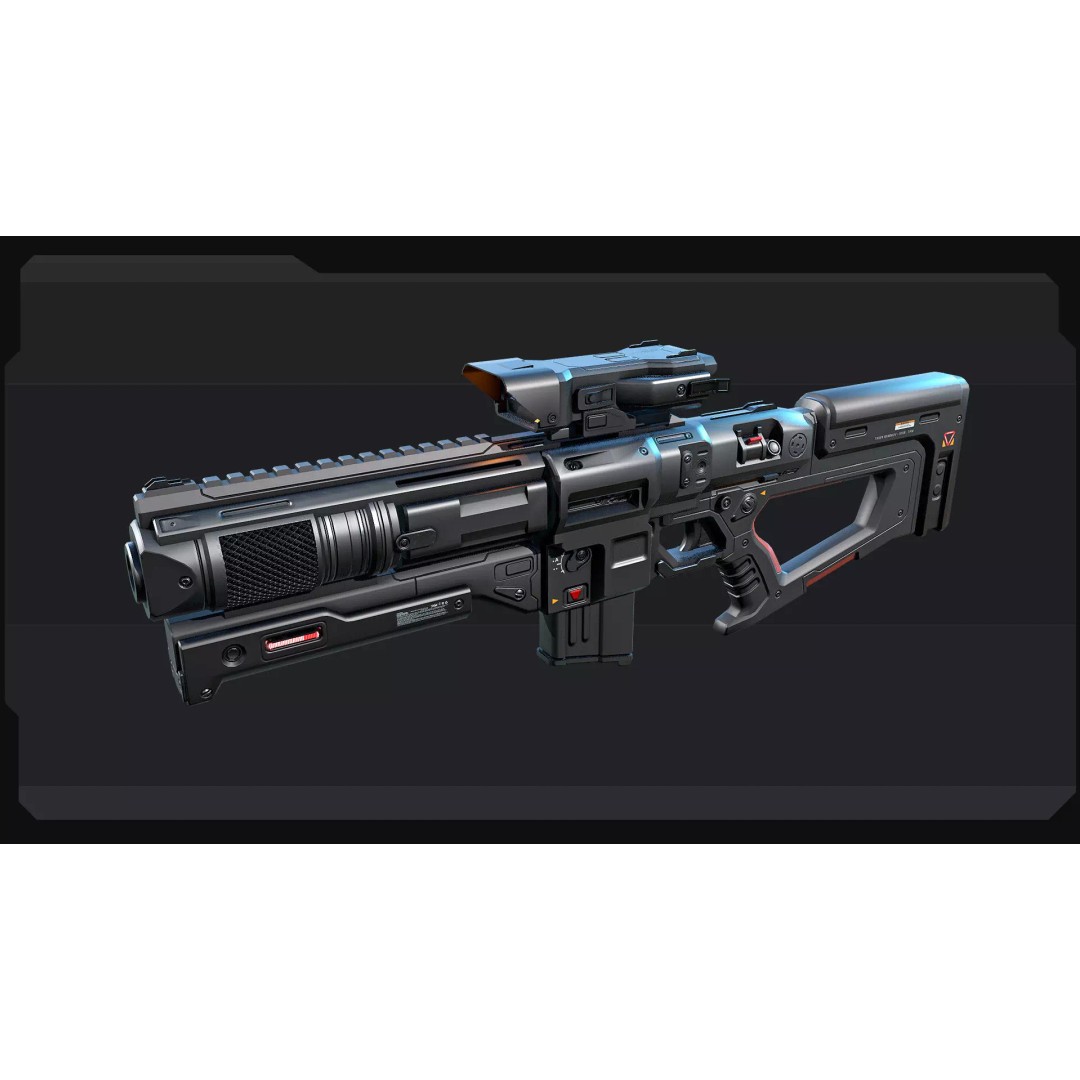 AK8 Heavy MachineGun 3D Model – Low Poly Sci-Fi Weapon, FBX, OBJ - View 3