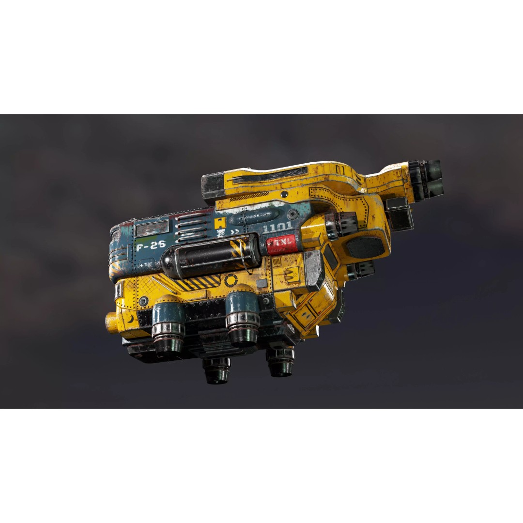 Spaceship S-26 3D Model – Low Poly PBR Game Ready Asset, FBX/OBJ - View 2
