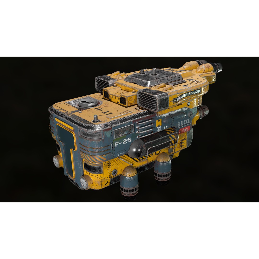 Spaceship S-26 3D Model – Low Poly PBR Game Ready Asset, FBX/OBJ - View 3