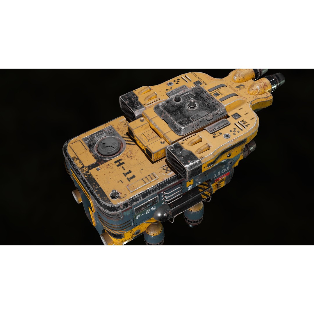 Spaceship S-26 3D Model – Low Poly PBR Game Ready Asset, FBX/OBJ - View 6