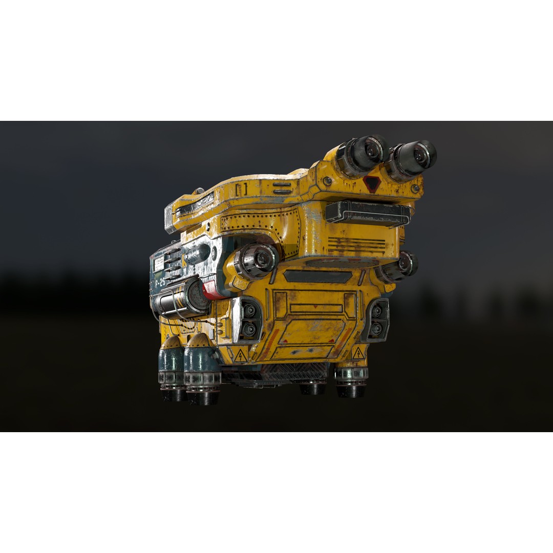 Spaceship S-26 3D Model – Low Poly PBR Game Ready Asset, FBX/OBJ - View 8