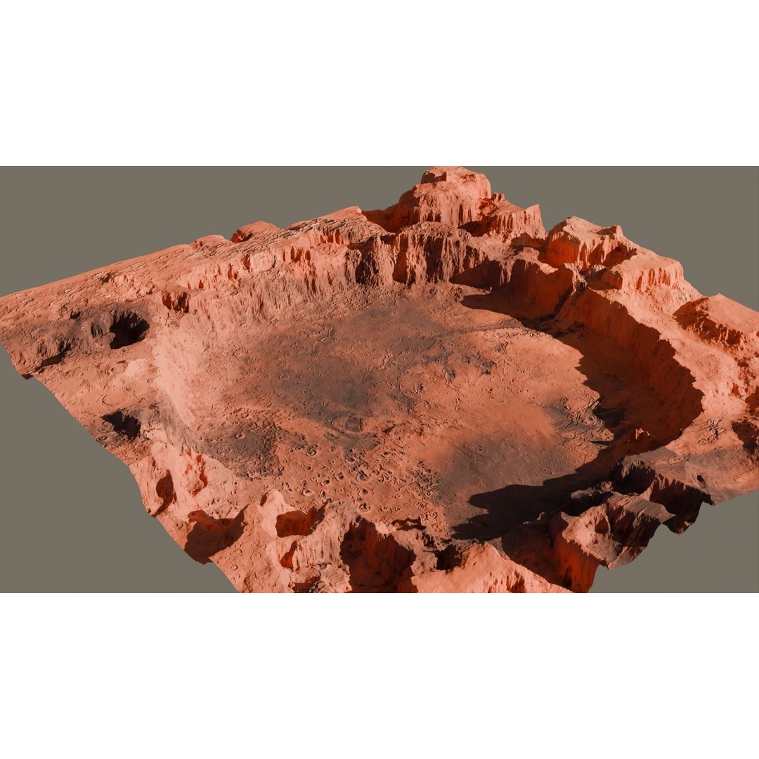 Crater Landscape 3D Model – High Poly PBR Terrain, FBX, OBJ - View 13