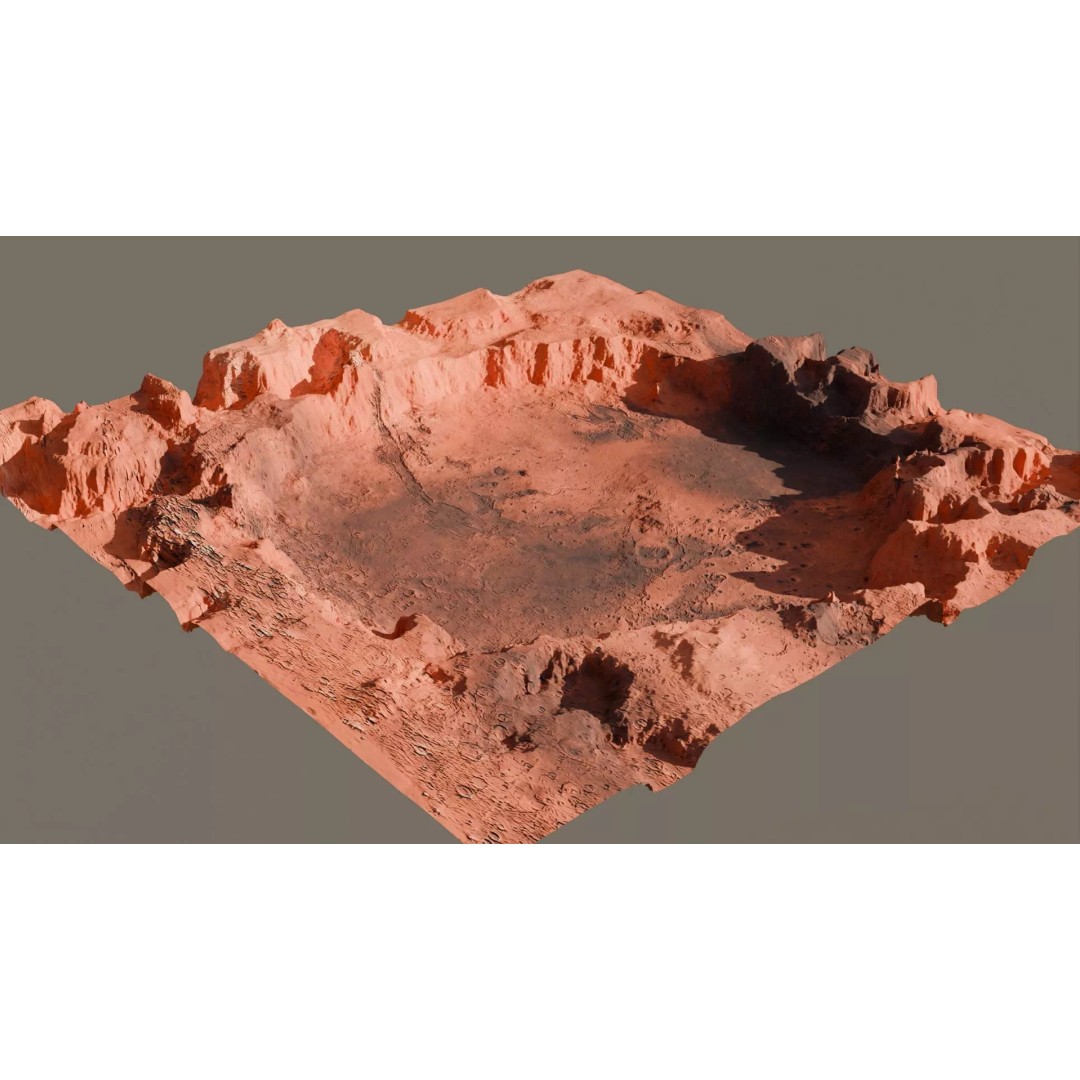 Crater Landscape 3D Model – High Poly PBR Terrain, FBX, OBJ - View 2