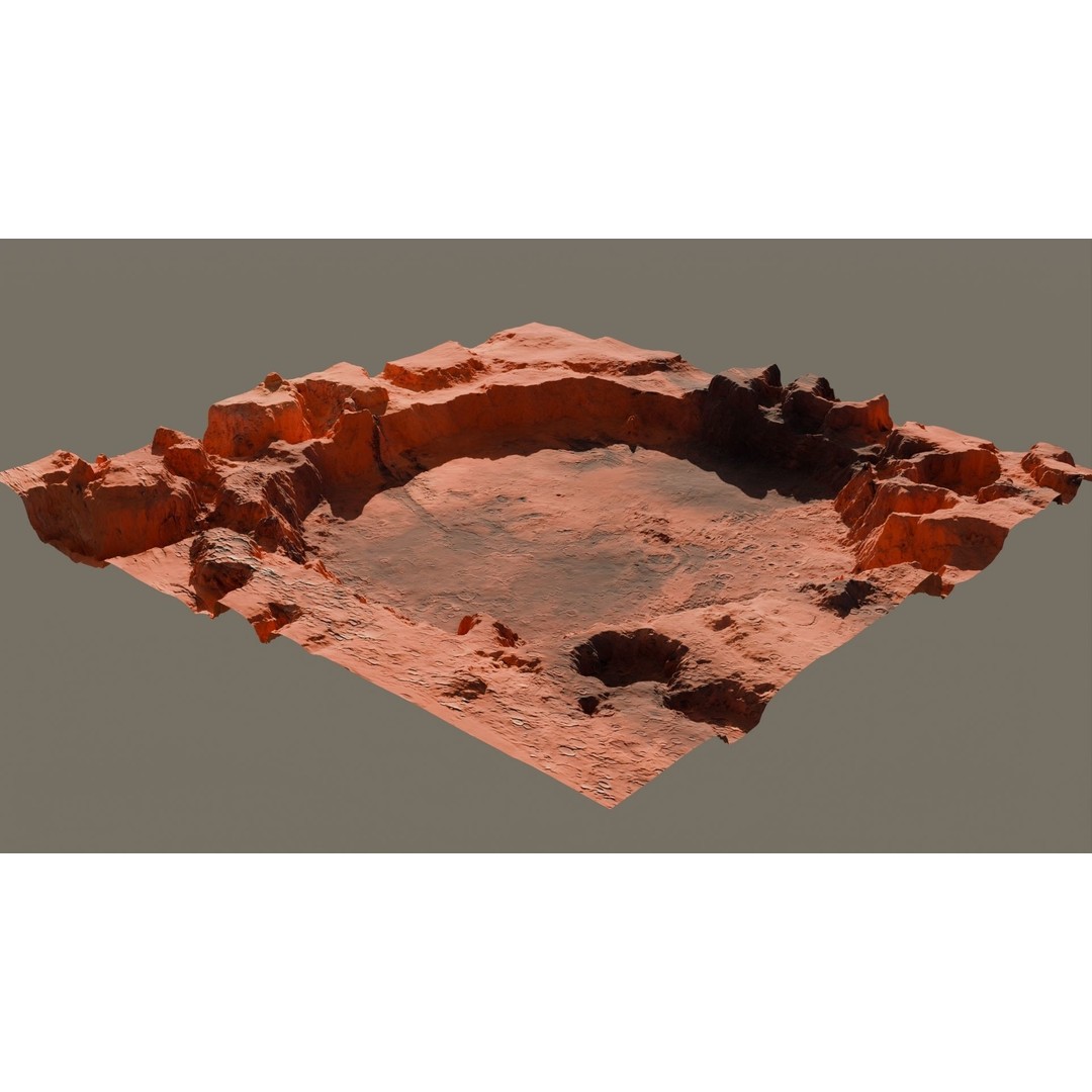 Crater Landscape 3D Model – High Poly PBR Terrain, FBX, OBJ - View 6