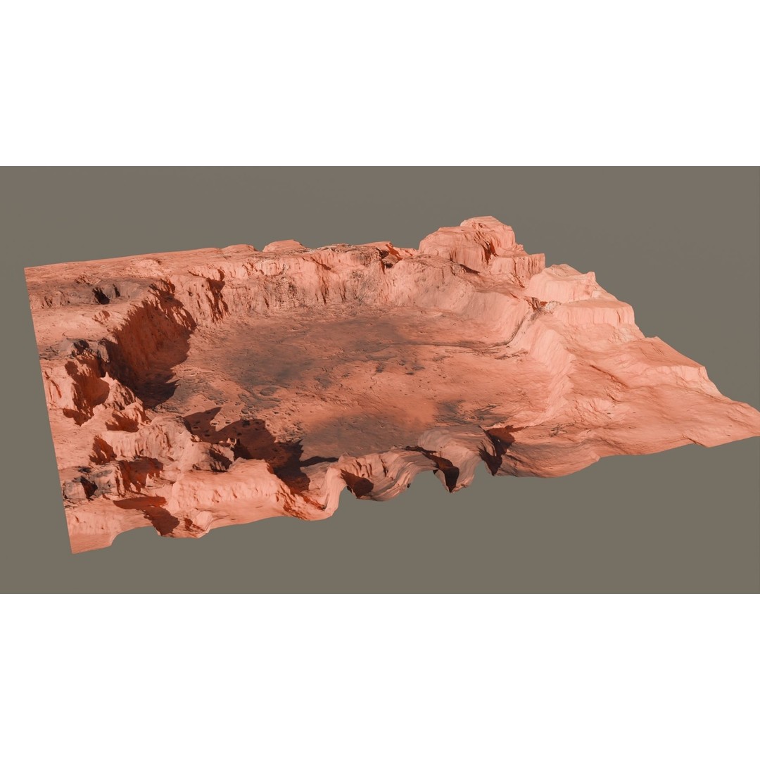 Crater Landscape 3D Model – High Poly PBR Terrain, FBX, OBJ - View 9
