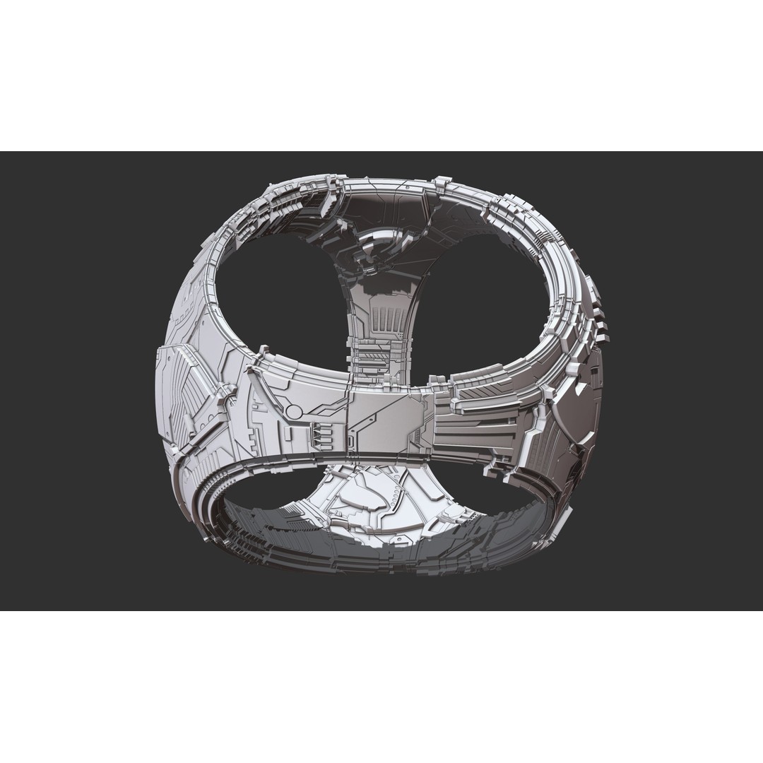 Spaceship 3D Model – Sci-Fi Style Game Asset, FBX, PBR - View 25