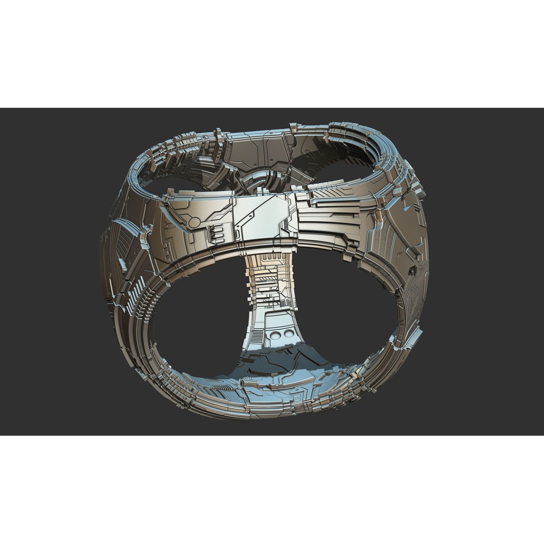 Spaceship 3D Model – Sci-Fi Style Game Asset, FBX, PBR - View 9