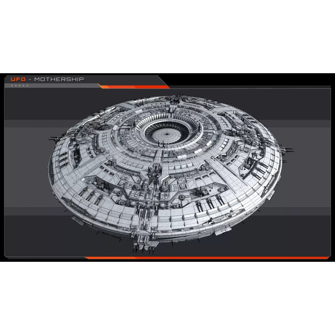 UFO MotherShip 3D Model – Low Poly Sci-Fi Spaceship, FBX, OBJ - View 11