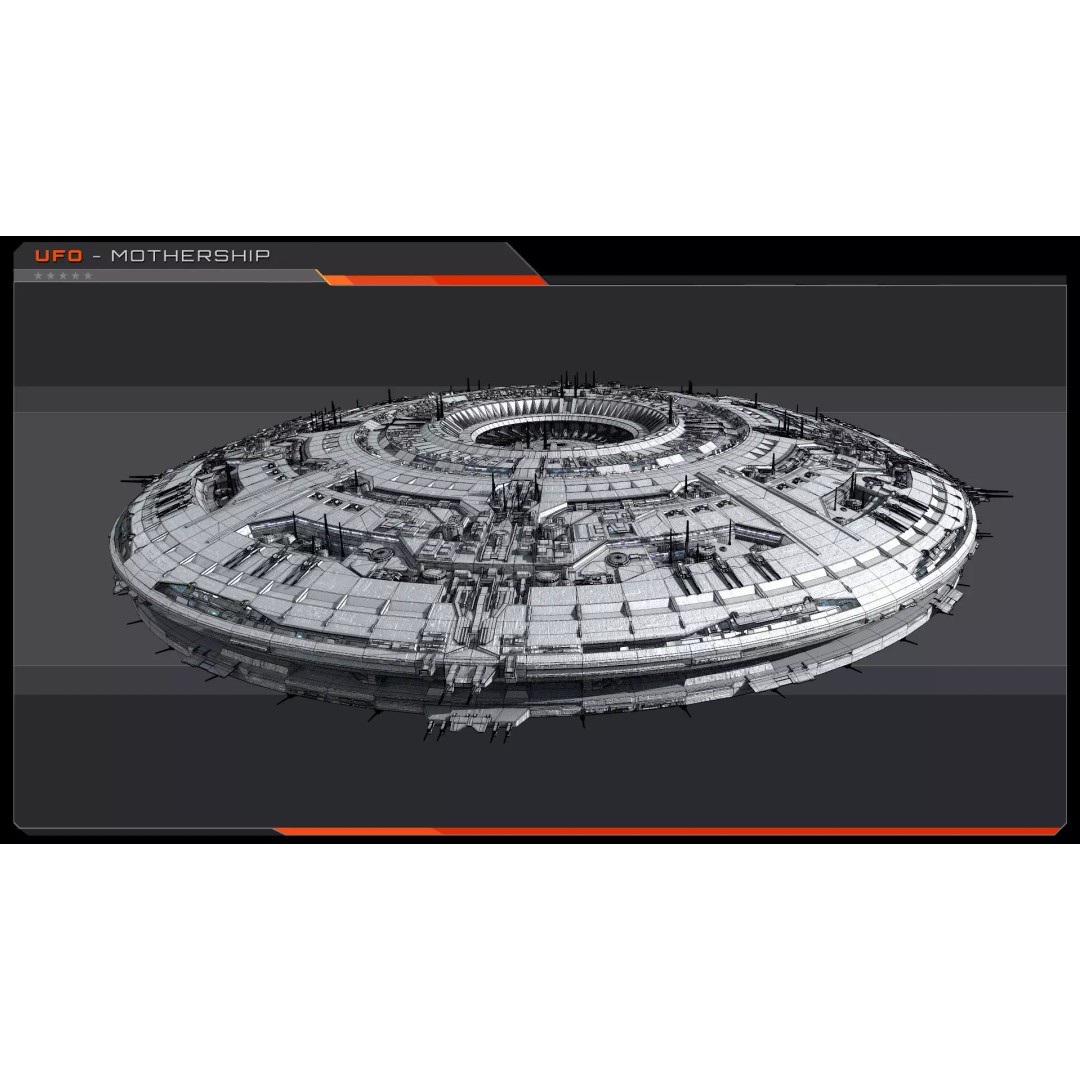 UFO MotherShip 3D Model – Low Poly Sci-Fi Spaceship, FBX, OBJ - View 12