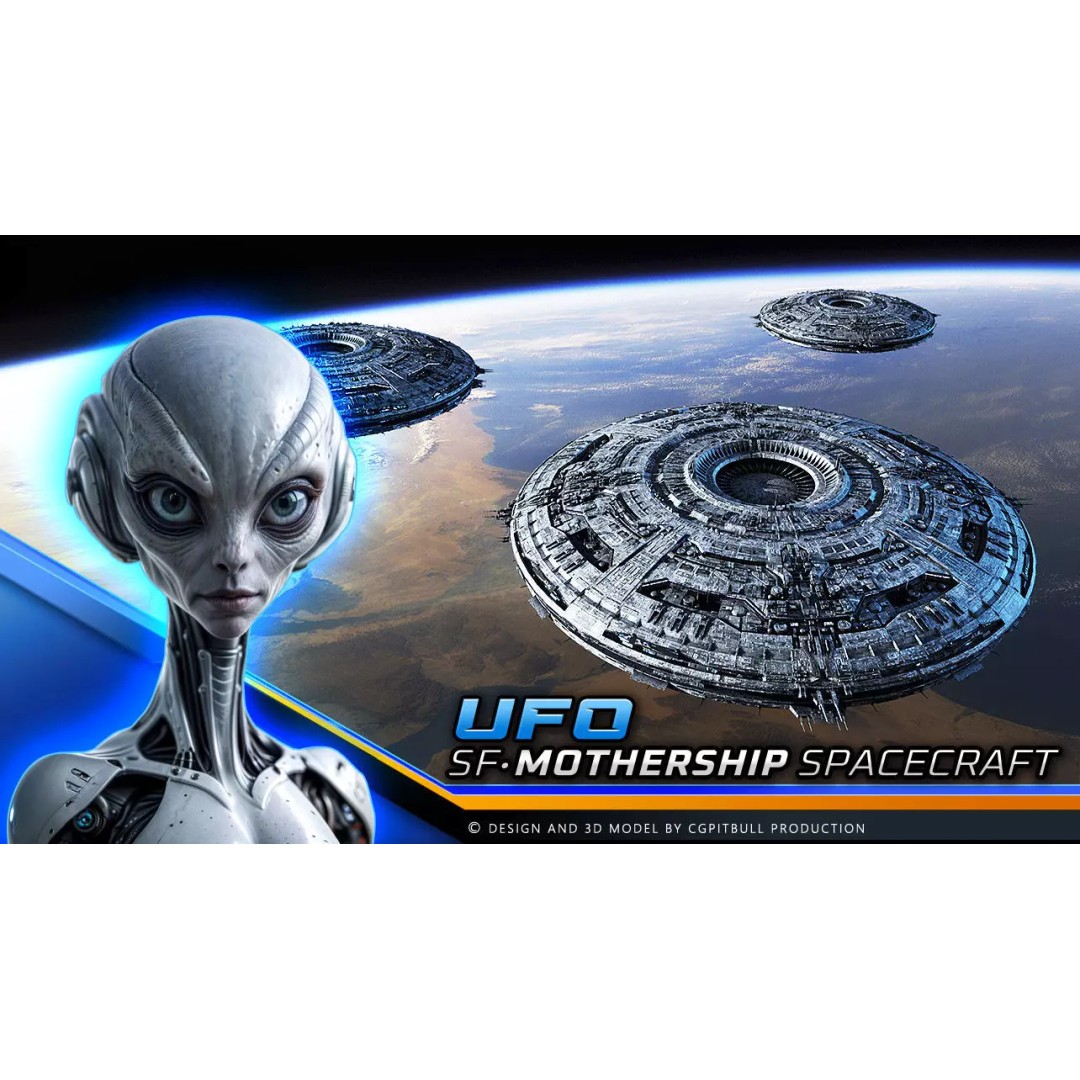 UFO MotherShip 3D Model – Low Poly Sci-Fi Spaceship, FBX, OBJ - View 2