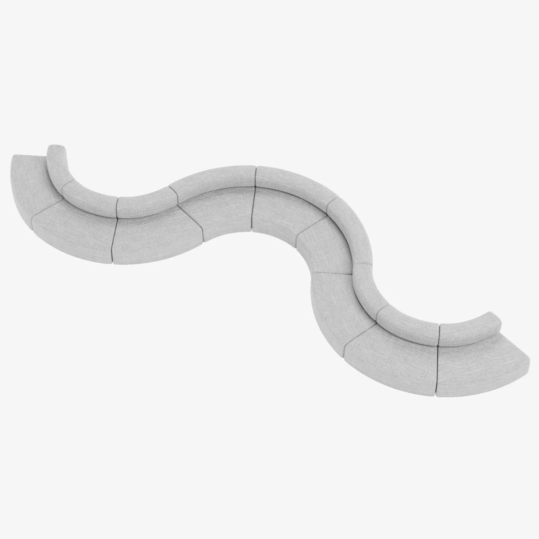Modular Curved Sofa 3D Model – Low Poly Fabric Design, Blender