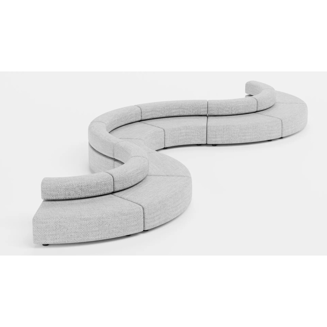 Modular Curved Sofa 3D Model – Low Poly Fabric Design, Blender - View 2