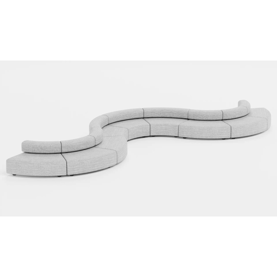 Modular Curved Sofa 3D Model – Low Poly Fabric Design, Blender - View 5