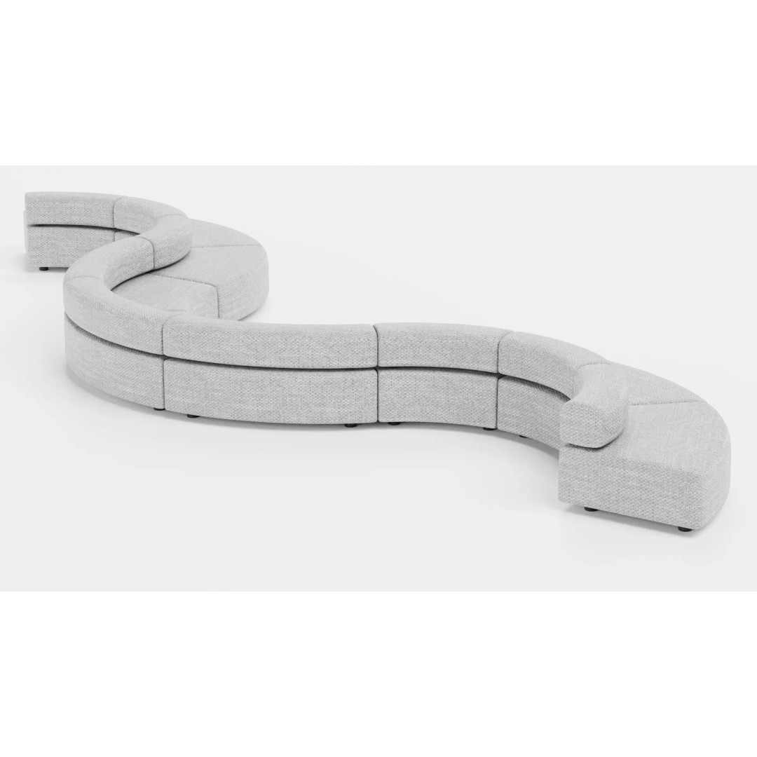 Modular Curved Sofa 3D Model – Low Poly Fabric Design, Blender - View 6
